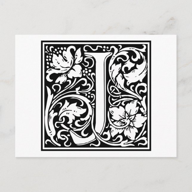 Postal William Morris Alphabet "J" (Anverso)
