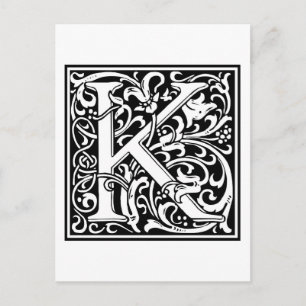 Postal William Morris Alphabet "K"