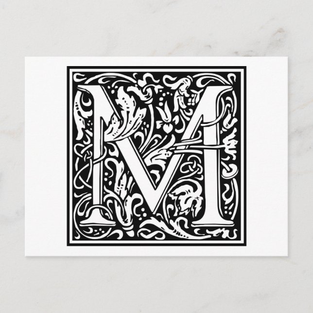Postal William Morris Alphabet "M" (Anverso)
