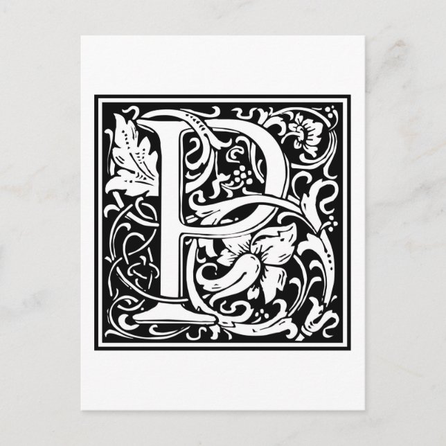 Postal William Morris Alphabet "P" (Anverso)
