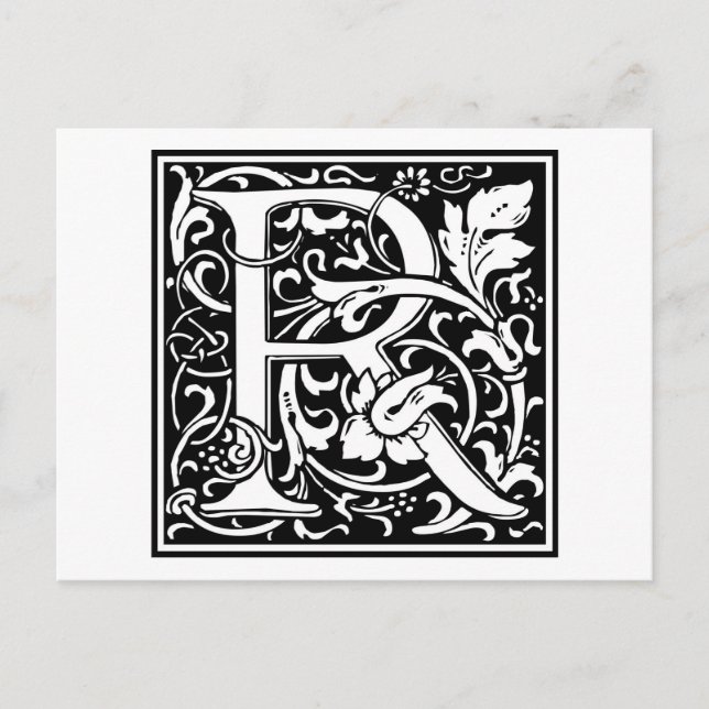 Postal William Morris Alphabet "R" (Anverso)