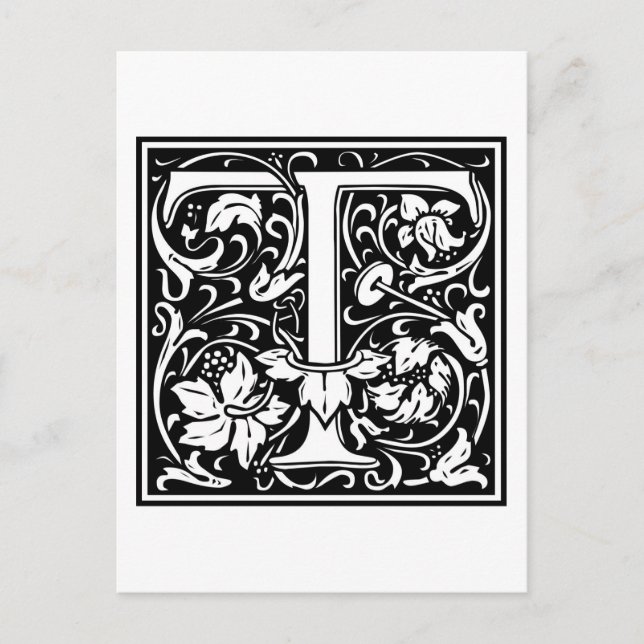 Postal William Morris Alphabet "T" (Anverso)