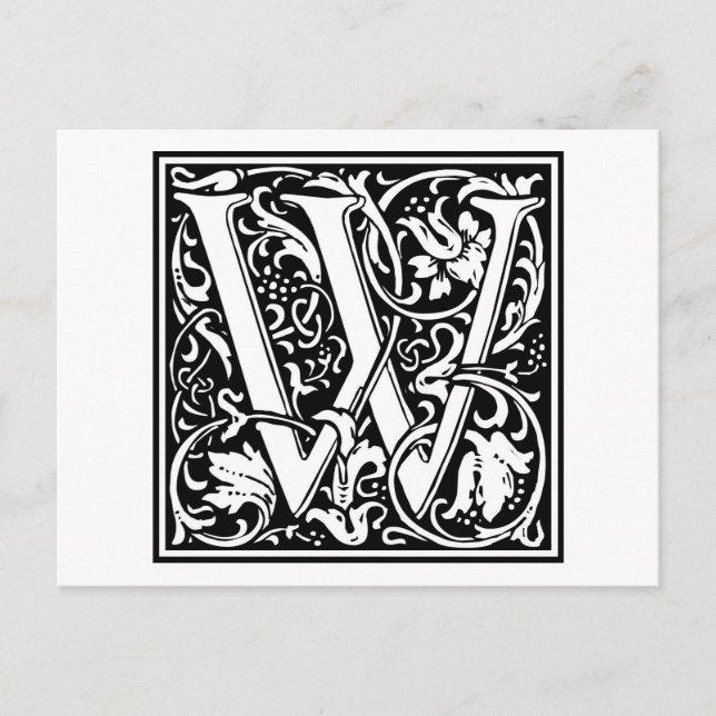 Postal William Morris Alphabet "W" (Anverso)