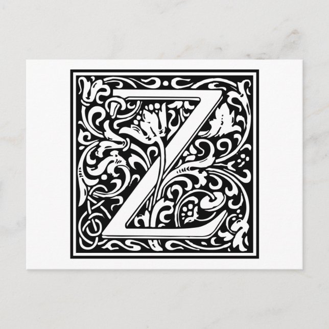 Postal William Morris Alphabet "Z" (Anverso)