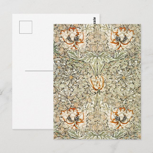 Postal William Morris Antique Honeysuckle Floral Classic (Anverso / Reverso)