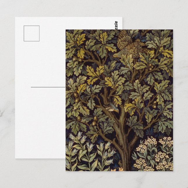 Postal William Morris - Árbol de pájaro faisán botánico (Anverso / Reverso)