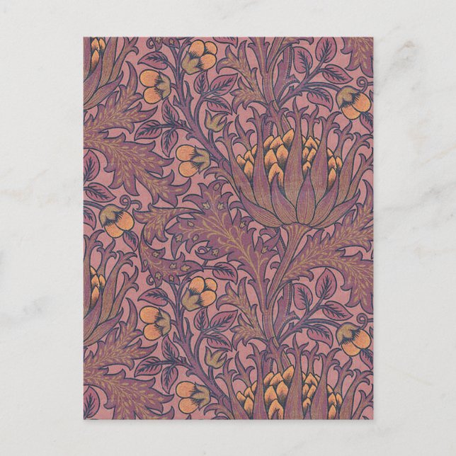 Postal William Morris Artichoke Wine and Gold (Anverso)