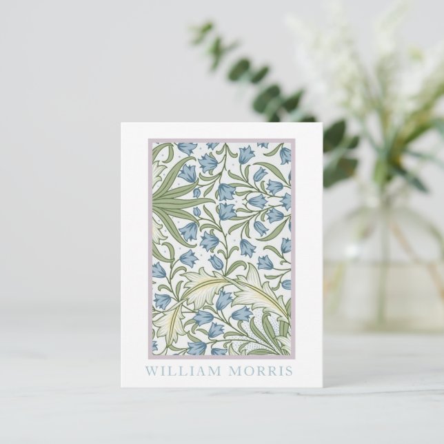 Postal William Morris - Bellflowers: Floral azul y verde (Anverso de pie)