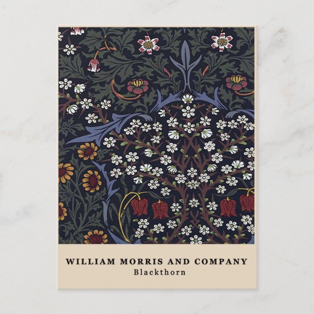 Postal William Morris Blackthorn espino negro (Anverso)