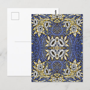 Postal William Morris Blue y Gold Tulip Willow Design
