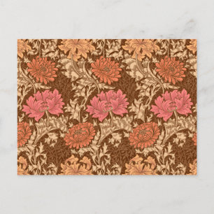 Postal William Morris Chrysanthemums, Brown and Rust