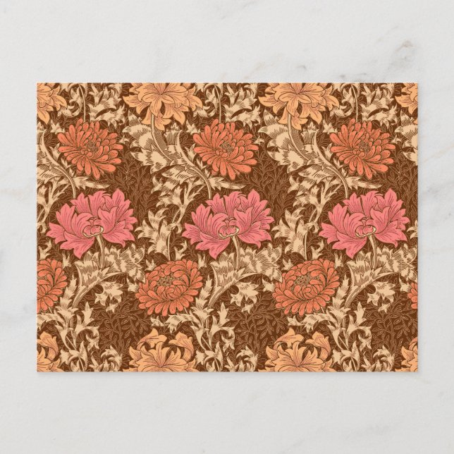 Postal William Morris Chrysanthemums, Brown and Rust (Anverso)