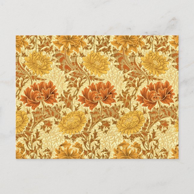 Postal William Morris Chrysanthemums, Mustard Gold (Anverso)
