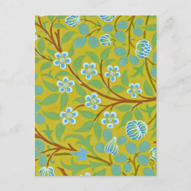 Postal William Morris - Clover (amarillo y azul) (Anverso)