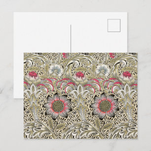 Postal William Morris Corncockle Floral Antiguo