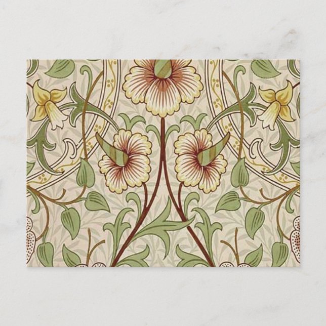 Postal William Morris Daffodil Classic Flower Wallpaper (Anverso)