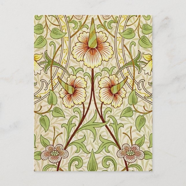 Postal William Morris Daffodil Classic Flower Wallpaper (Anverso)