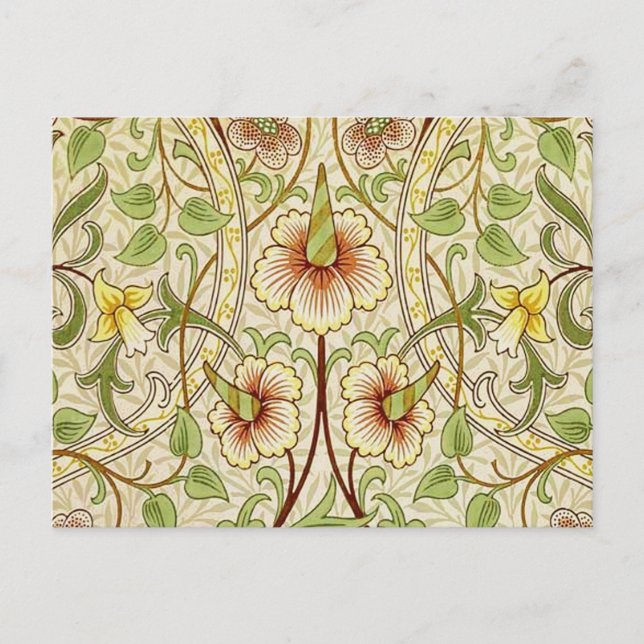 Postal William Morris Daffodil Classic Flower Wallpaper (Anverso)