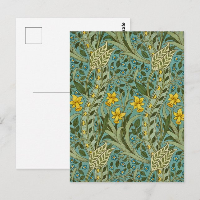 Postal William Morris Daffodil Floral Pattern Classic (Anverso / Reverso)