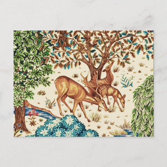 Postal William Morris Deer por un beige de topografía bro (Anverso)