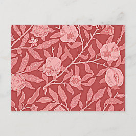 Postal William Morris - Diseño granado (rojo)