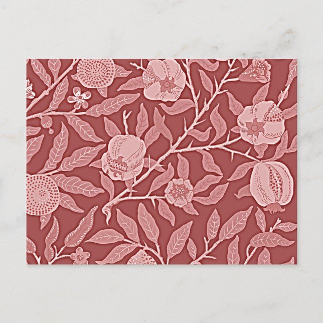 Postal William Morris - Diseño granado (rojo) (Anverso)