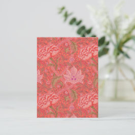 Postal William Morris - Elegante Floral Roja y Rosa