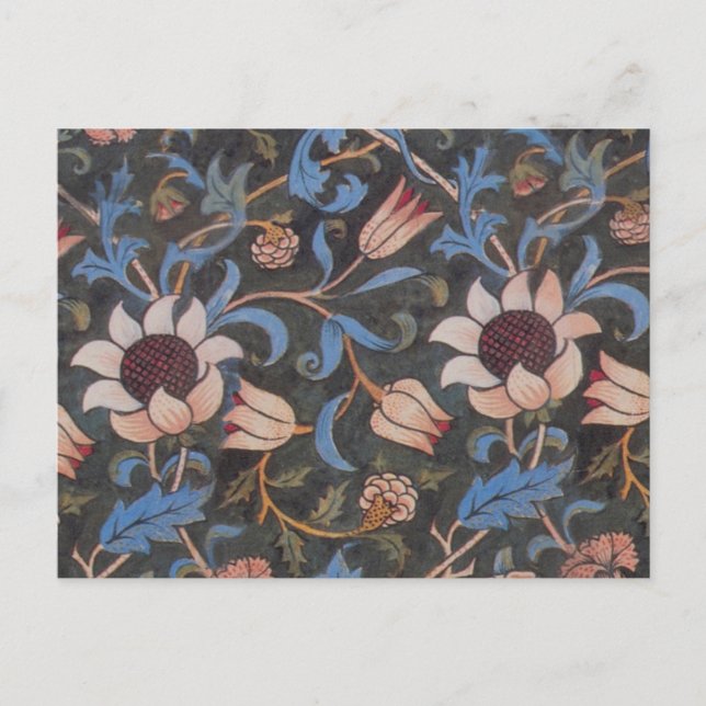 Postal William Morris Evenlode Arte Textil Floral (Anverso)