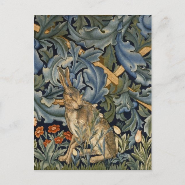 Postal William Morris Forest Rabbit Floral Art Nouveau (Anverso)