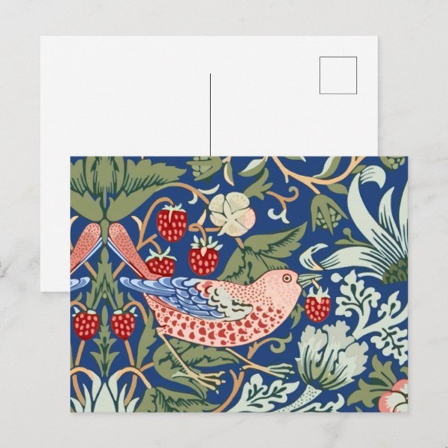 Postal William Morris Fruta Robada Coral Marina (Anverso / Reverso)