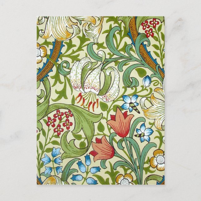Postal William Morris Garden Lily Bella Artes (Anverso)