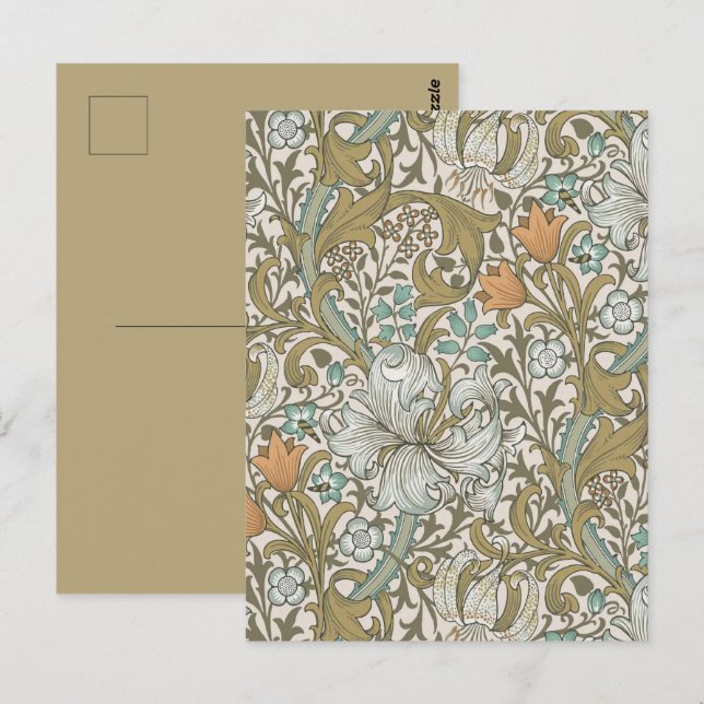 Postal William Morris Golden Lily Blue Gold (Anverso / Reverso)