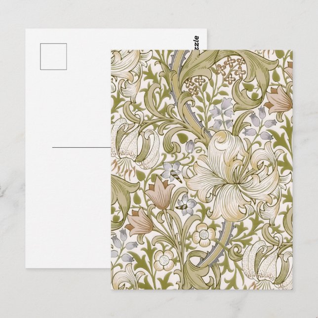 Postal William Morris Golden Lily Garden Flower Classic (Anverso / Reverso)