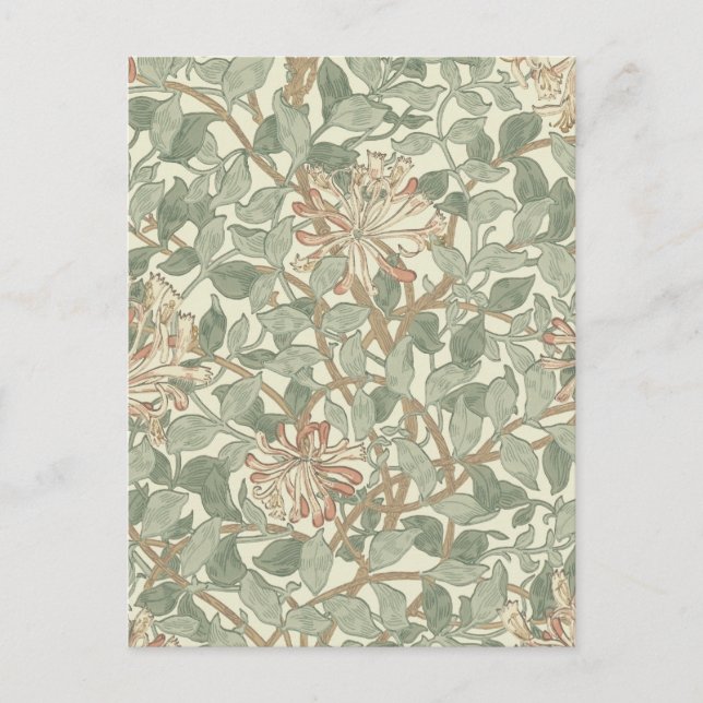 Postal William Morris Honeysuckle Green Floral (Anverso)