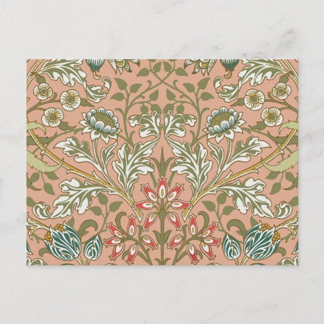 Postal William Morris Hyacinth Flower Rosa Art (Anverso)