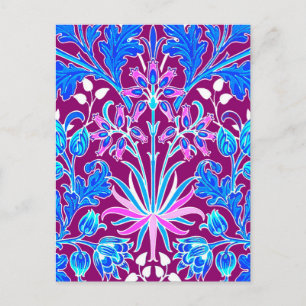 Postal William Morris Hyacinth Print, Aqua y Purple