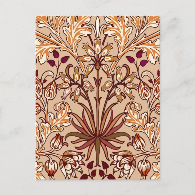 Postal William Morris Hyacinth Print, Brown and Beige (Anverso)