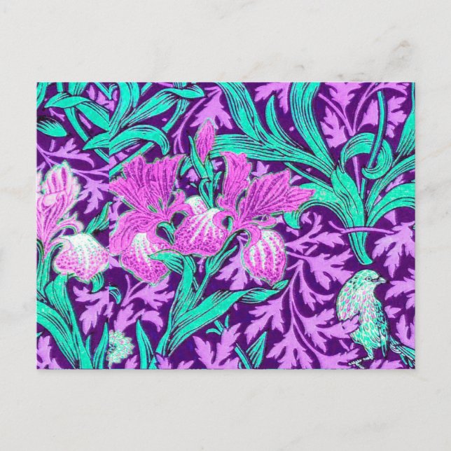 Postal William Morris Irises, Amethyst Purple (Anverso)