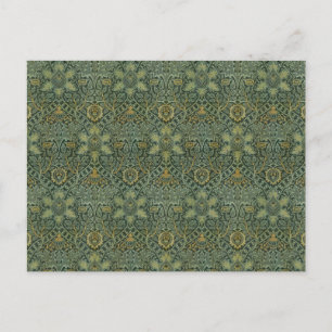 Postal William Morris Ispahan Verde Azul Floral Arte