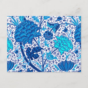 Postal William Morris Jacobean Floral, Cobalt Blue