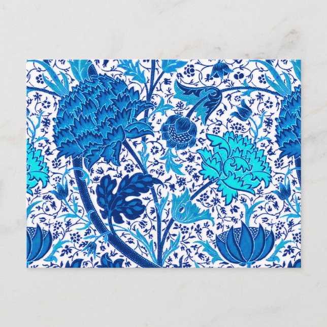 Postal William Morris Jacobean Floral, Cobalt Blue (Anverso)