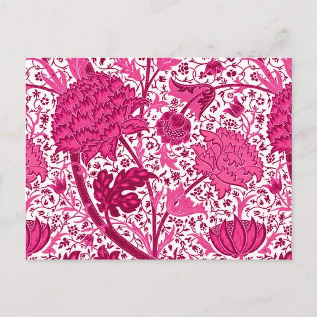 Postal William Morris Jacobean Floral, Fuchsia Pink (Anverso)
