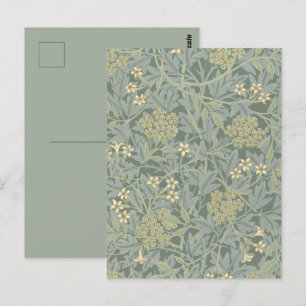 Postal William Morris Jasmine Azul Arte Botánico Verde