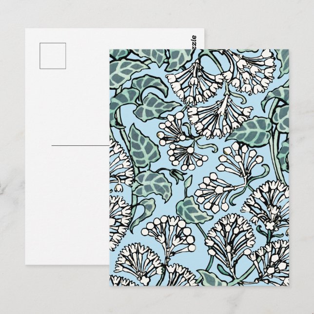 Postal William Morris Jasmine y deja el patrón (Anverso / Reverso)