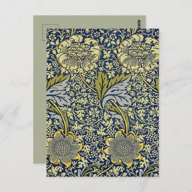 Postal William Morris Kennet Floral Wallpaper Blue (Anverso / Reverso)