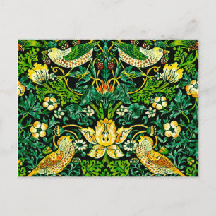 Postal William Morris Ladrón de Fresas Verde y Naranja