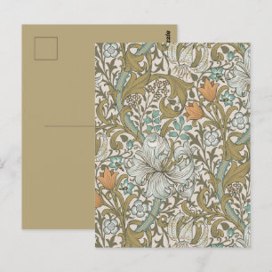 Postal William Morris Lirio Dorado Azul Clásico