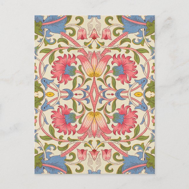 Postal William Morris Lodden Patrón Floral Pastel  (Anverso)