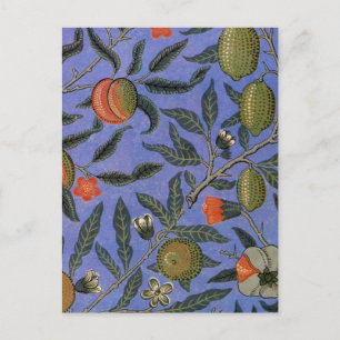 Postal William Morris Papel de fondo azul granate
