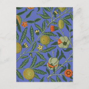 Postal William Morris Papel de fondo azul granate